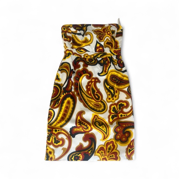 Banana Republic Strapless Paisley Dress - Yellow, Red, Brown - Picture 2 of 6